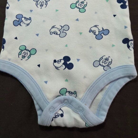 Disney Baby Mickey Mouse Bodysuit Blue Trim Accent 3-6 Month 100% Cotton - Picture 5 of 7